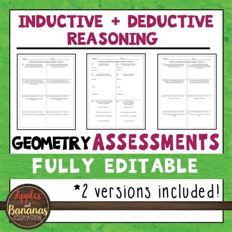 Inductive and Deductive Reasoning Tests - Geometry Editable Assessments ...