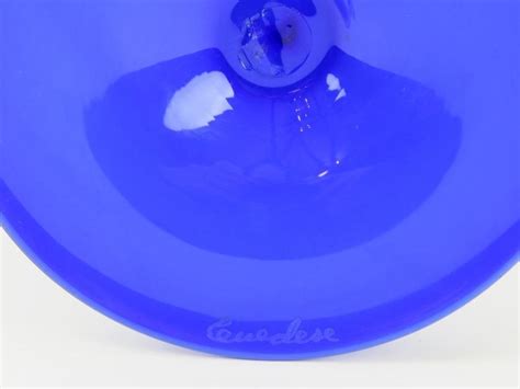 An Italian Murano cobalt blue glass vase, signed Cenedese, mid 20th century. Of ovoid form, signed t