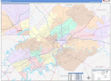 Knox County, TN Wall Map Color Cast Style by MarketMAPS - MapSales.com