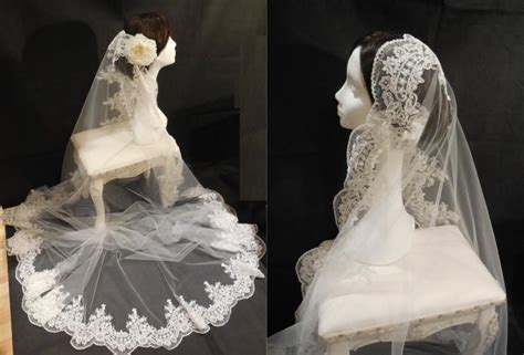 Luxury Vintage Style English Floral Lace Ivory Bridal Wedding Cathedral Veil / 1Tier Single ...