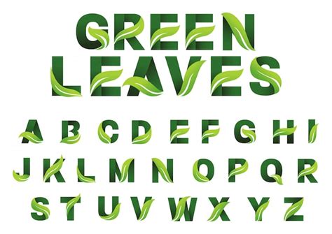 Green leaves alphabet | Premium Vector