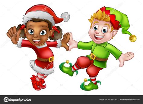 Dancing Christmas Elves Stock Vector Image by ©Krisdog #367844146