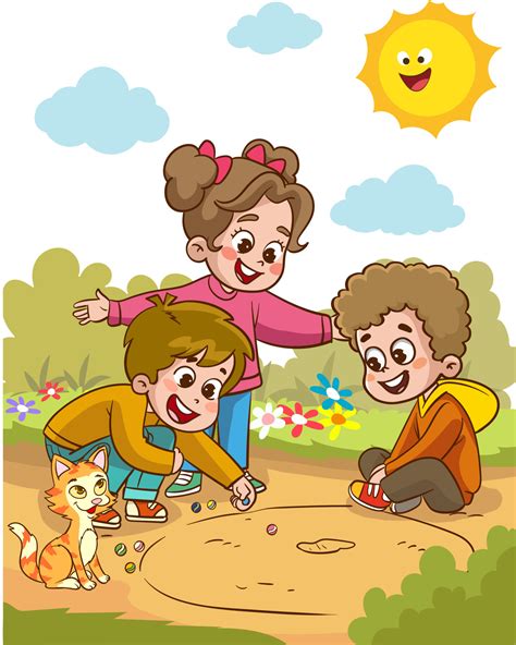 niños jugando canicas vector ilustración 22949166 Vector en Vecteezy