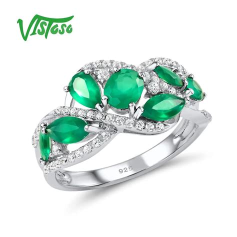 VISTOSO 925 Sterling Silver Rings For Women Gemstone Rings Jewelry girls Fine Jewelry-in Rings ...