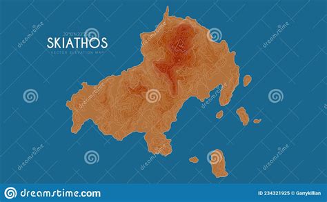 Topographic Map Of Skiathos, Greece. Vector Detailed Elevation Map Of Island. Geographic Elegant ...
