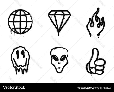 Graffiti drawing symbols set Royalty Free Vector Image