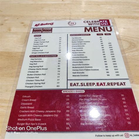 Menu at KS Bakers, Hyderabad, Kondapur Main Road