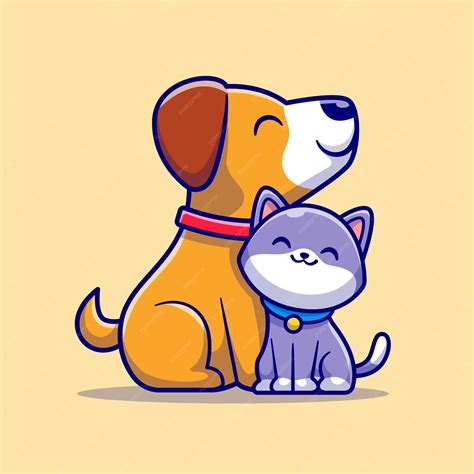 Premium Vector | Cute Dog and Cat Friend Cartoon Vector Icon ...