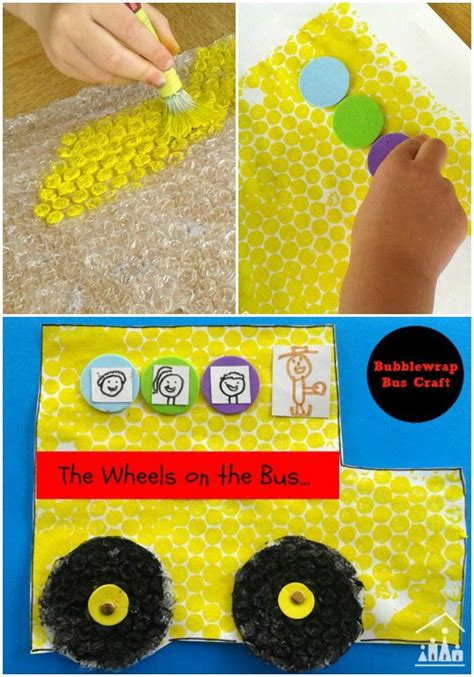 The Wheels on the Bus Bubblewrap Craft | Bus crafts, Transportation ...