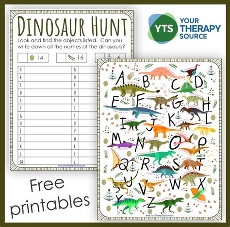 Free Dinosaur Printables to Practice Visual Motor and Handwriting Skills - Your Therapy Source