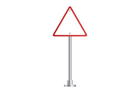 Triangular road sign. Blank red triangle warning symbol