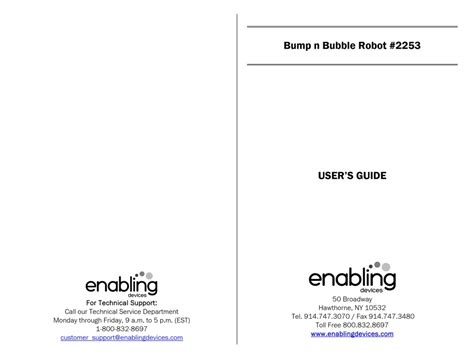 ENABLING DEVICES BUMP N BUBBLE ROBOT USER MANUAL Pdf Download | ManualsLib