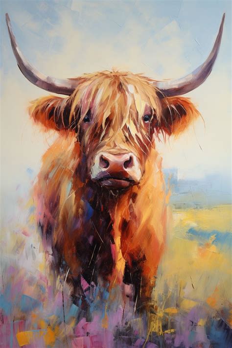 Highland Cow Art | Highland cow art, Highland cow painting, Cow art