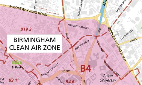 Detail from Birmingham Clean Air Zone with postcodes map – Maproom