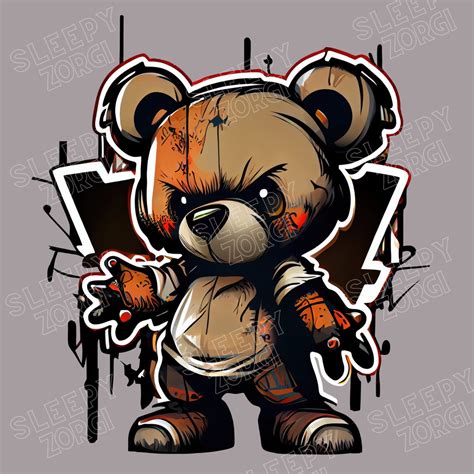 SZ104 Angry Teddy Bear PNG, PNG Sublimation Design for Shirts, Bear ...