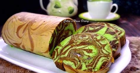 Citra's Home Diary: Pandan Chocolate Marble Swiss Roll Cake / Bolu gulung marble pandan coklat