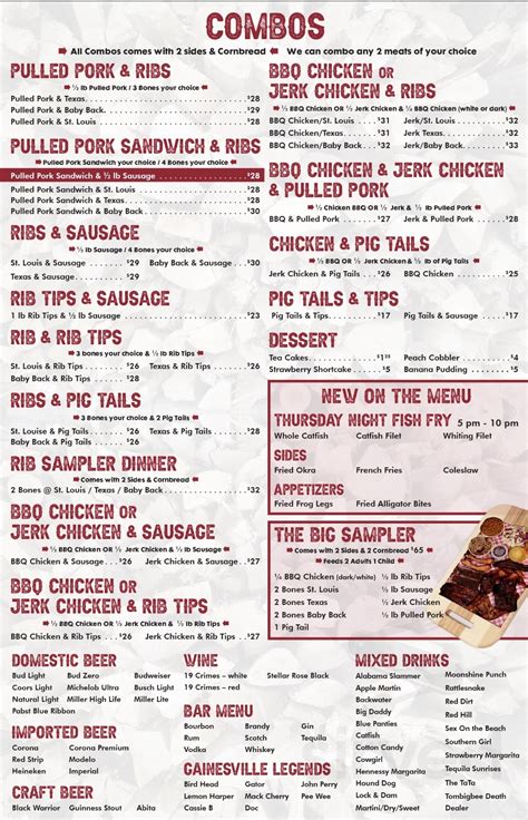 Alabama Rib Shack menu in Gainesville, Alabama, USA