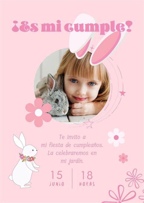 Invitación de Cumpleaños Infantil Rosa - Plantillas de Canva | Canvas ...