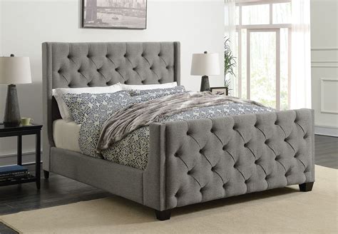 Safir Upholstered Bed 300708 Light Grey Upholstered Bed, Upholstered Sleigh Bed, Upholstered ...