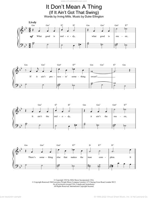 Ellington - It Don't Mean A Thing sheet music for piano solo v3