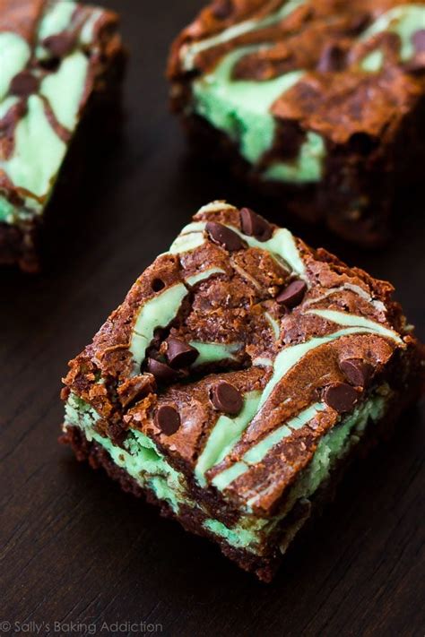 Mint Chocolate Chip Cheesecake Brownies - Sallys Baking Addiction