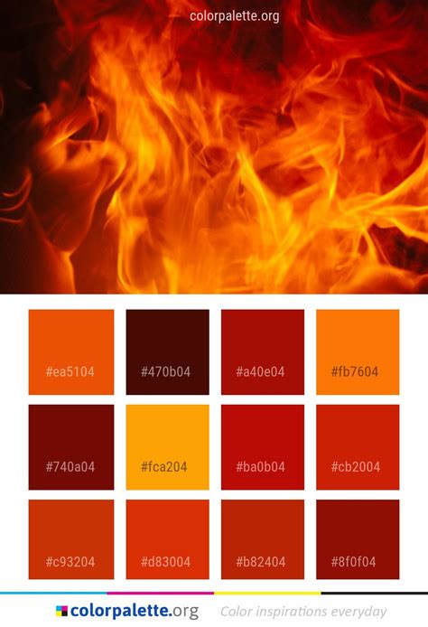 Flame Fire Orange Color Palette