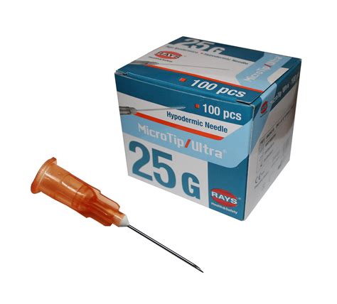 25G Hypodermic Needle (0.5mm x 16mm) Orange (25G x 5/8" inch) Rays Mic ...