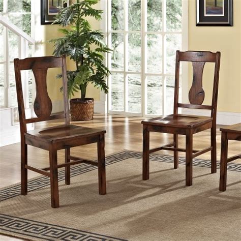 Solid Wood Dark Oak Dining Chairs, Set of 2 | rustic-touch | rustic decor and furniture