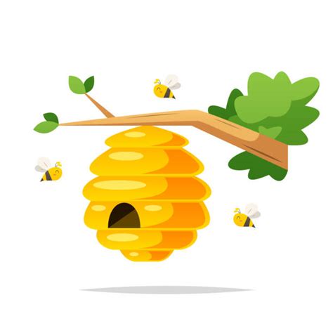 Cartoon Branch Of A Tree With A Beehive And A Bee Illustrations, Royalty-Free Vector Graphics ...