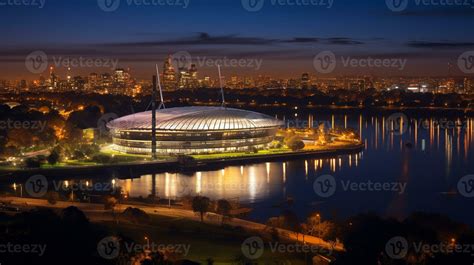 Night view of Melbourne Cricket Ground. Generative AI 32976306 Stock Photo at Vecteezy