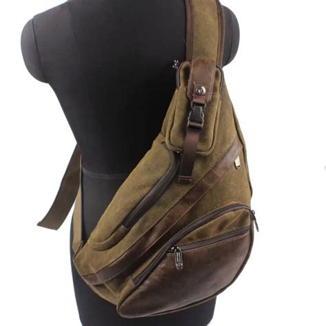 Men's Canvas Sling Chest Casual Bag Cross Body Messenger Shoulder Bag ...