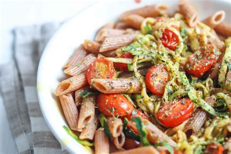 Brown Rice Pasta with Parmesan Garlic Zucchini - Smiley's Points