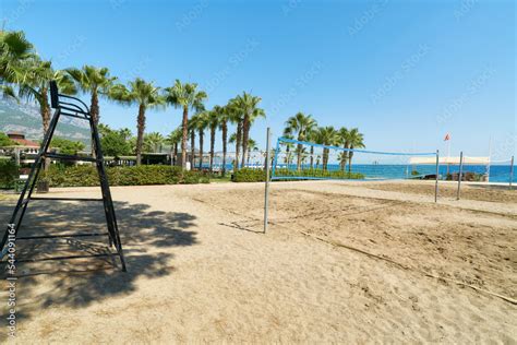 Beach volleyball court on the sea shore Stock Photo | Adobe Stock