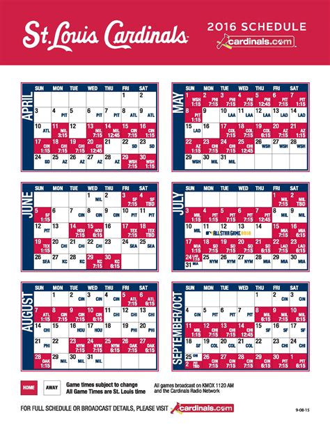 Printable Cardinals Schedule - Customize and Print