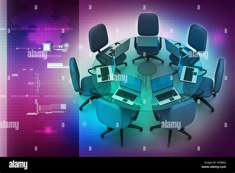 Round table laptop chair hi-res stock photography and images - Alamy