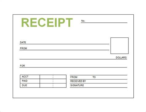 Receipt Book Template Word