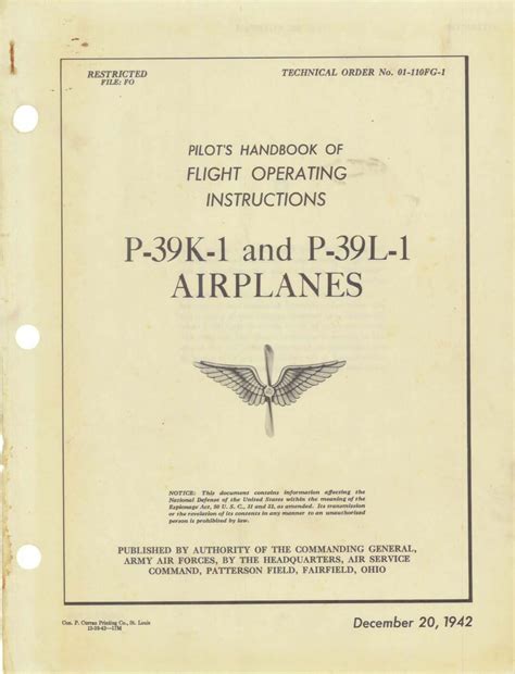 BELL P-39 AIRACOBRA - Flight Manuals