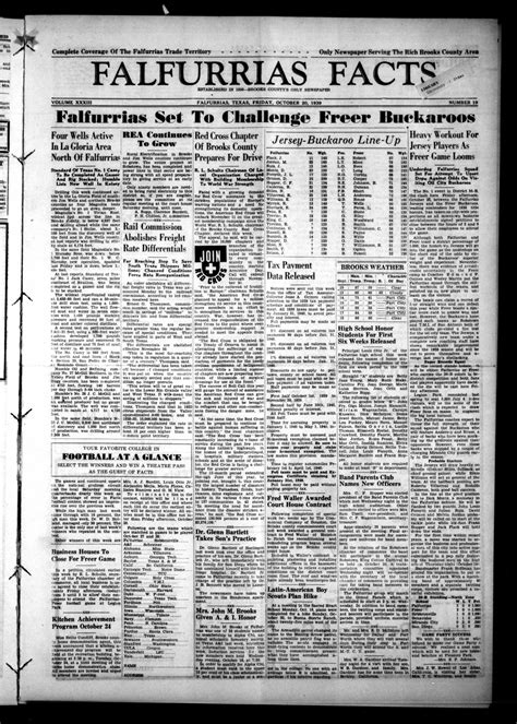 Falfurrias Facts (Falfurrias, Tex.), Vol. 33, No. 19, Ed. 1 Friday, October 20, 1939 - The ...