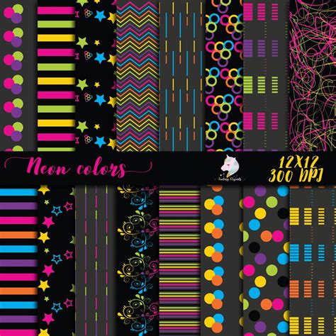 Neon Paper Pack, Neon Digital Paper, Colorful Backgrounds, Neon Party ...