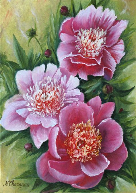 Flowers peonies oil painting Pink peony bouquet artwork | Etsy