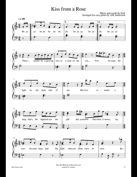 Kiss from a Rose sheet music for Piano download free in PDF or MIDI