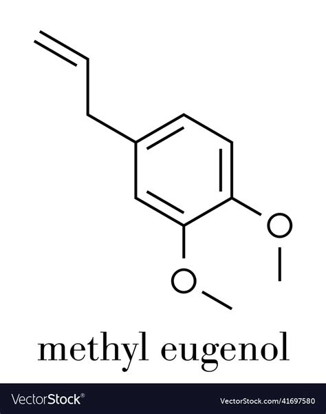 Methyl eugenol molecule skeletal formula Vector Image