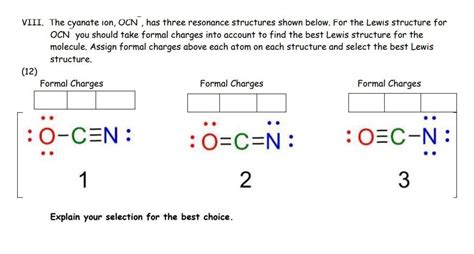 Solved VIII. The cyanate ion, OCN , has three resonance | Chegg.com