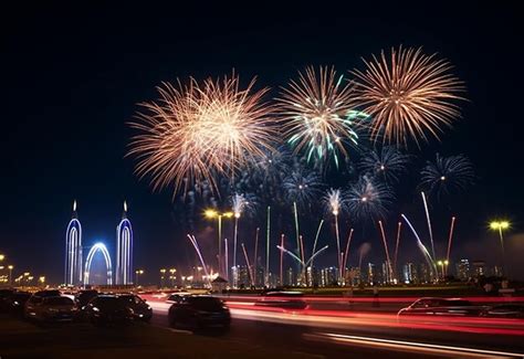 Premium Photo | Photo of colorful fireworks on the new year night black sky