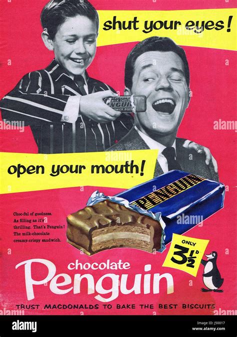 Penguin Chocolate Bar Historical Advertising c 1960's Stock Photo - Alamy