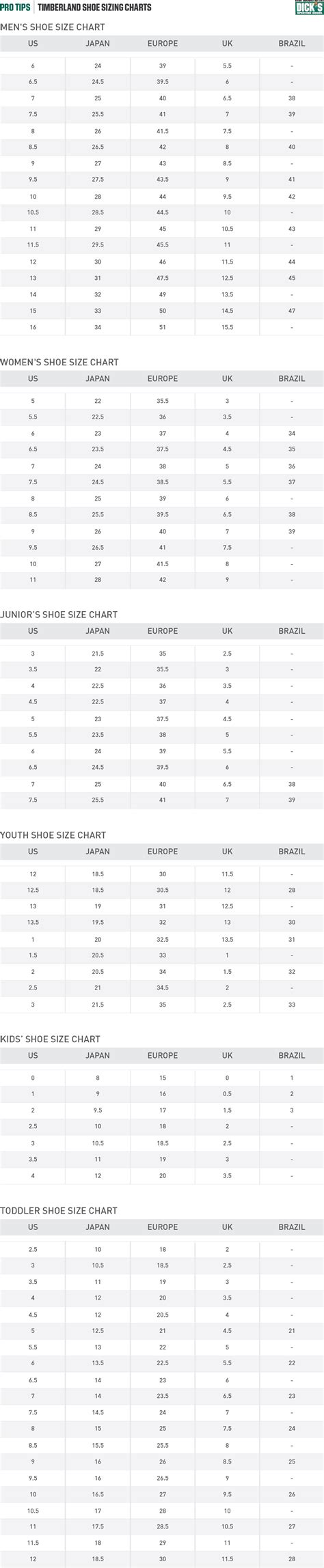 Timberland Sizing Chart