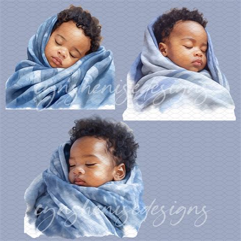 African American Baby Shower Clipart, Black Baby Boy Bundle Digital Clip Art, Newborn Nursery ...