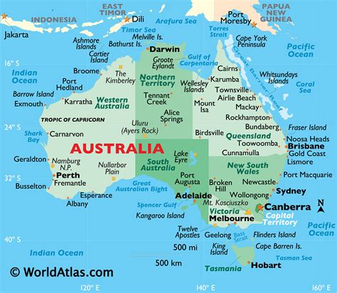 Australia Map - Map of Australia, Australia Outline Map - World Atlas