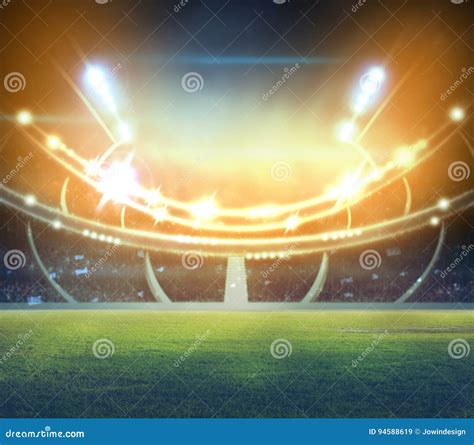 Stadium in lights stock illustration. Illustration of competition ...