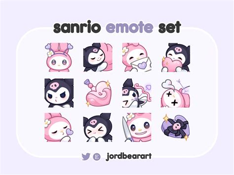 12 Pastel Emote Set Plush Cute Character Kuro Melody White Pink Kawaii Custom Twitch Emote Ready ...